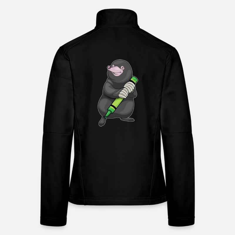 Maulwurf Schüler Wachsmalstift Schule - Frauen Softshelljacke - Schwarz