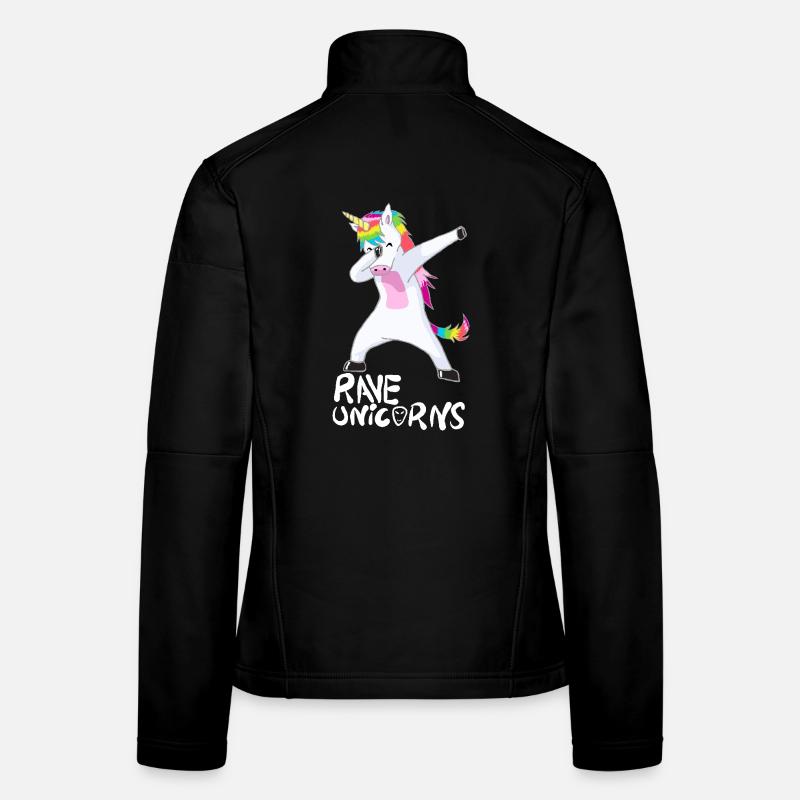 Logo Rave Unicorns White Text - Frauen Softshelljacke - Schwarz