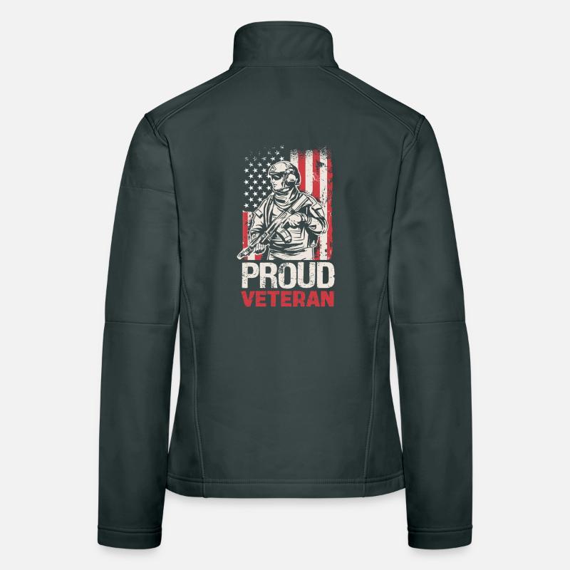 Stolzer Veteran mit US-Flagge Frauen Softshelljacke