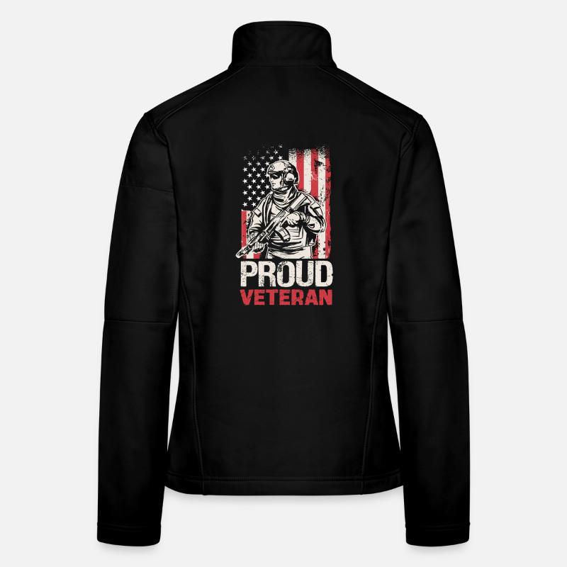 Stolzer Veteran mit US-Flagge Frauen Softshelljacke