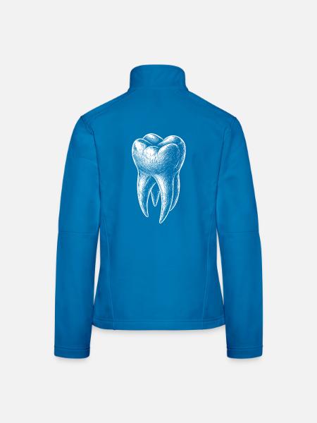 Schwarzweiß Zahnskizze Grafik - Frauen Softshelljacke - Schwarz - Hinten