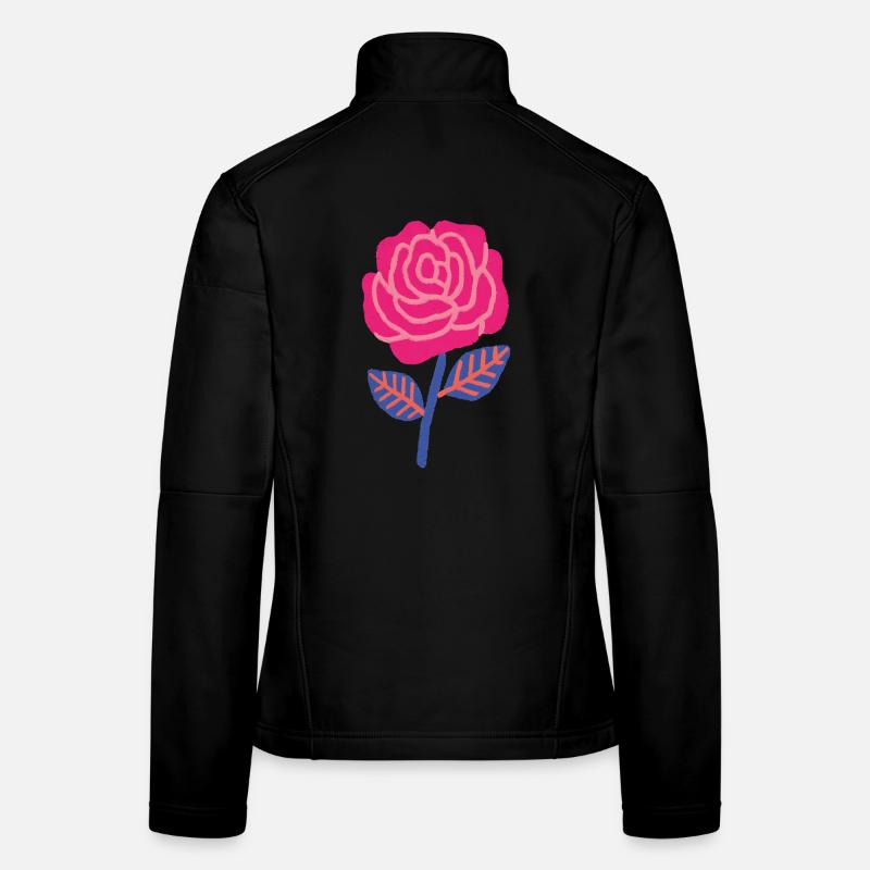 Rubinrose mit blauen Blättern Frauen Softshelljacke