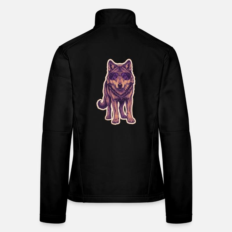 Wolf with sunglasses Women's Softshell Jacket