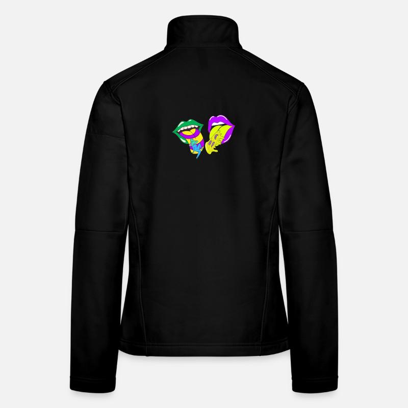 Lèvres psychédéliques avec de l’acide et des champignons Veste en tissu softshell Femme