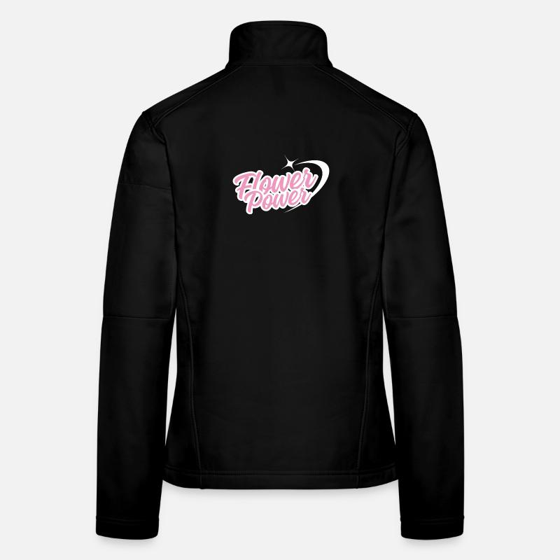 Flower Power - Retro-Schrift in rosa mit Stern Frauen Softshelljacke