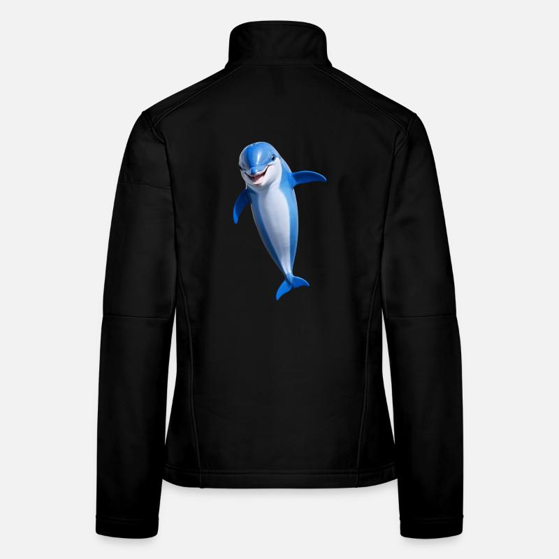 Fröhlicher Delphin - Frauen Softshelljacke - Schwarz