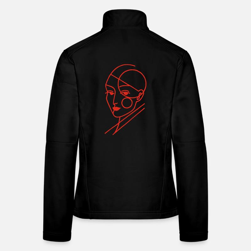 Red Geometric Human Women's Softshell Jacket
