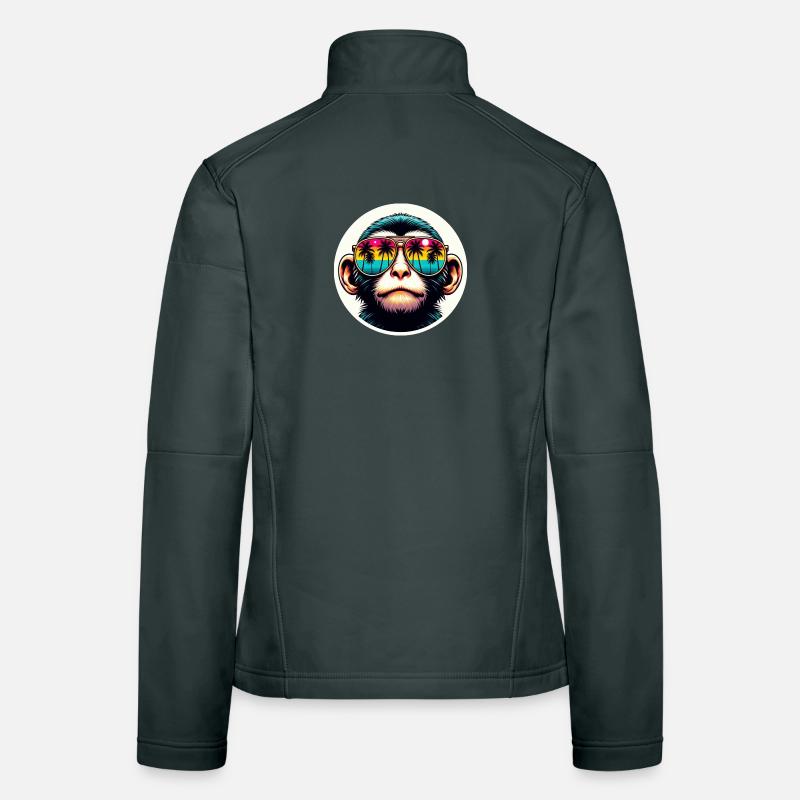 Monkey Glasses Palm Trees Colorful Women's Softshell Jacket