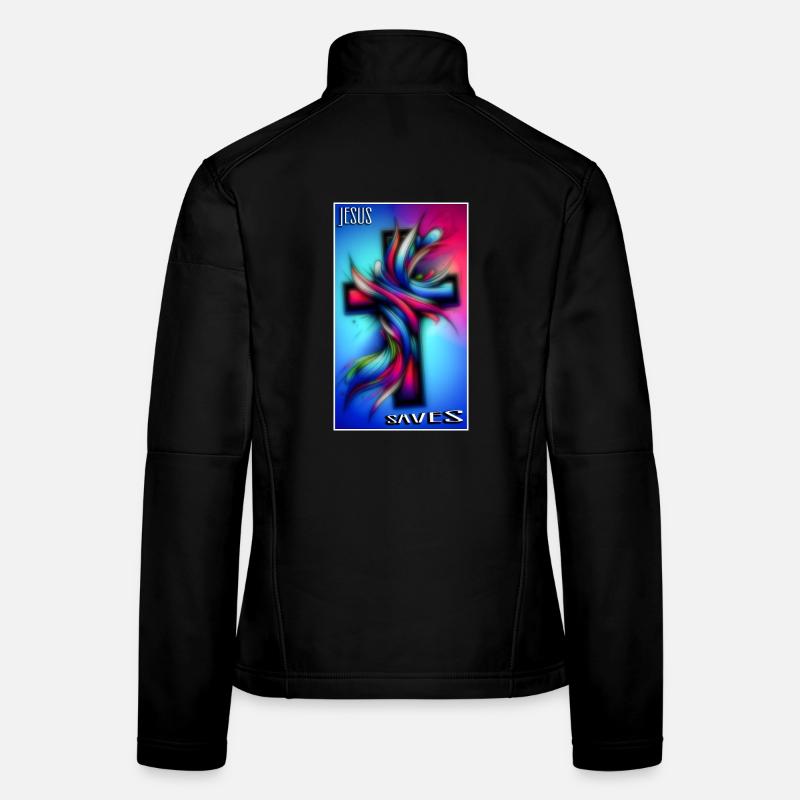 Jesus saves - Frauen Softshelljacke - Schwarz