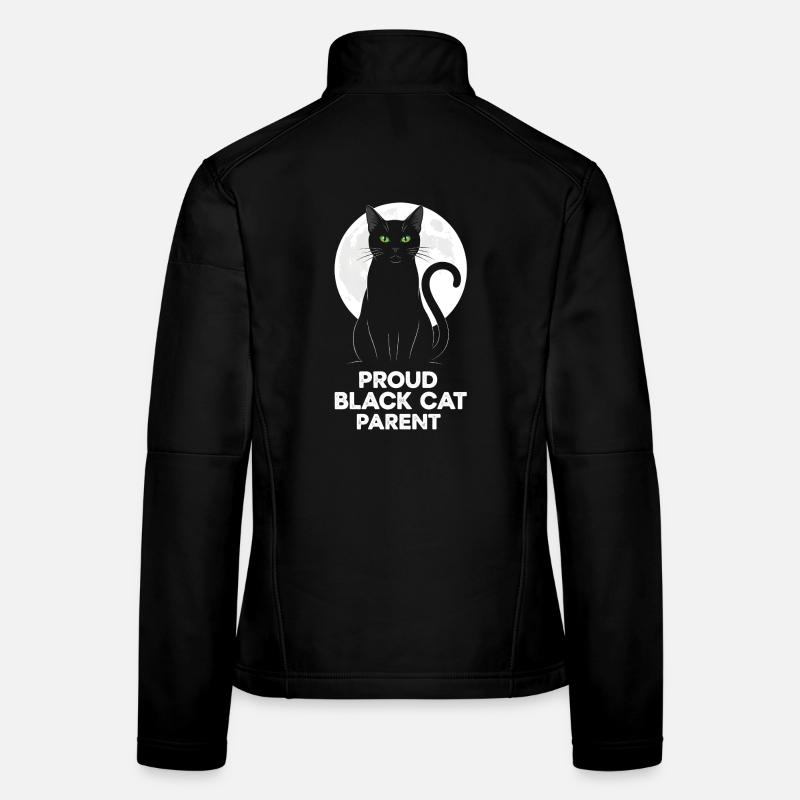 Chat noir devant la pleine lune Veste en tissu softshell Femme