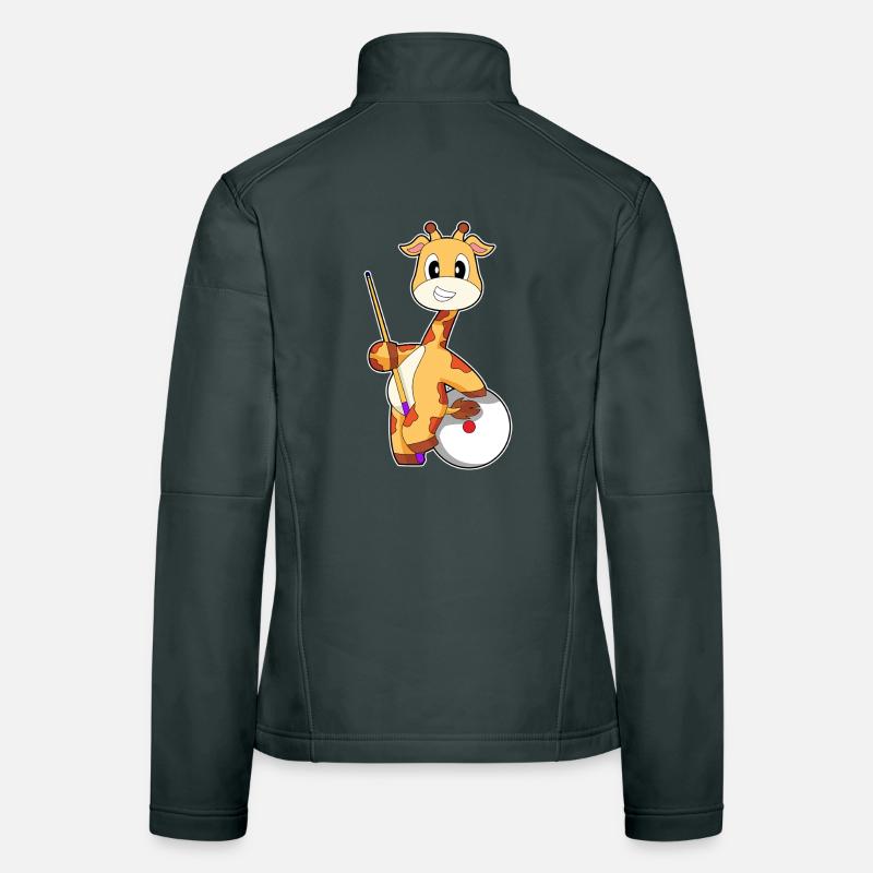 Billard de girafe Sport de queue Veste en tissu softshell Femme