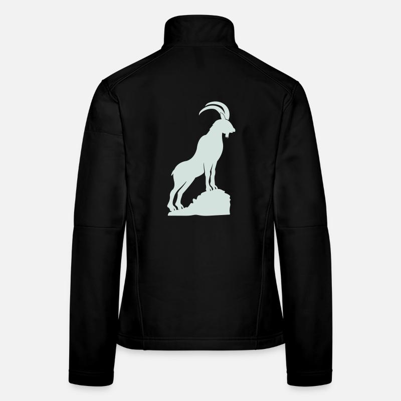 Steinbock Silhouette Berggipfel Frauen Softshelljacke
