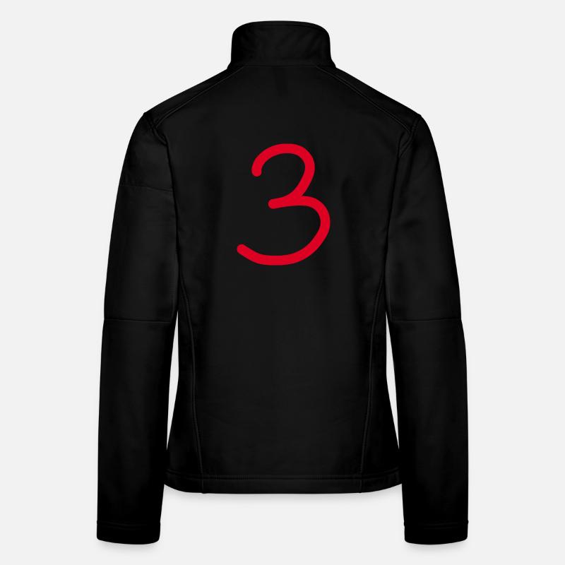 3 Number three number red Birthday Women's Softshell Jacket