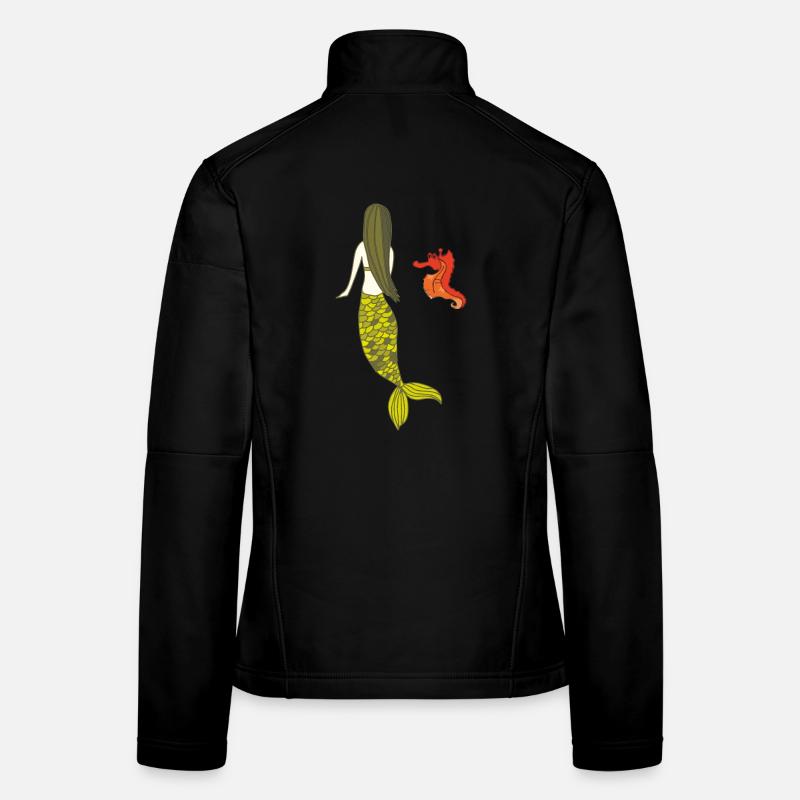 Mermaid date with seahorse - Women's Softshell Jacket - black