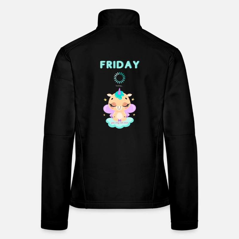 Friday loading, you only live once,Weekend - Frauen Softshelljacke - Schwarz