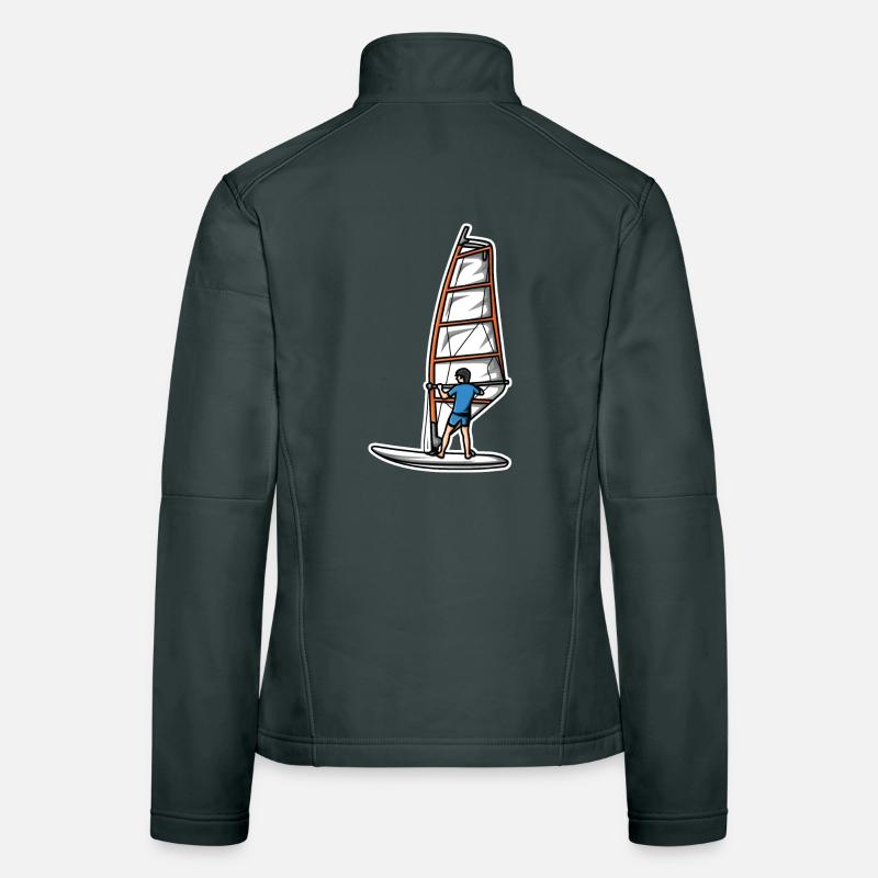 Funny windsurfer boy Women's Softshell Jacket