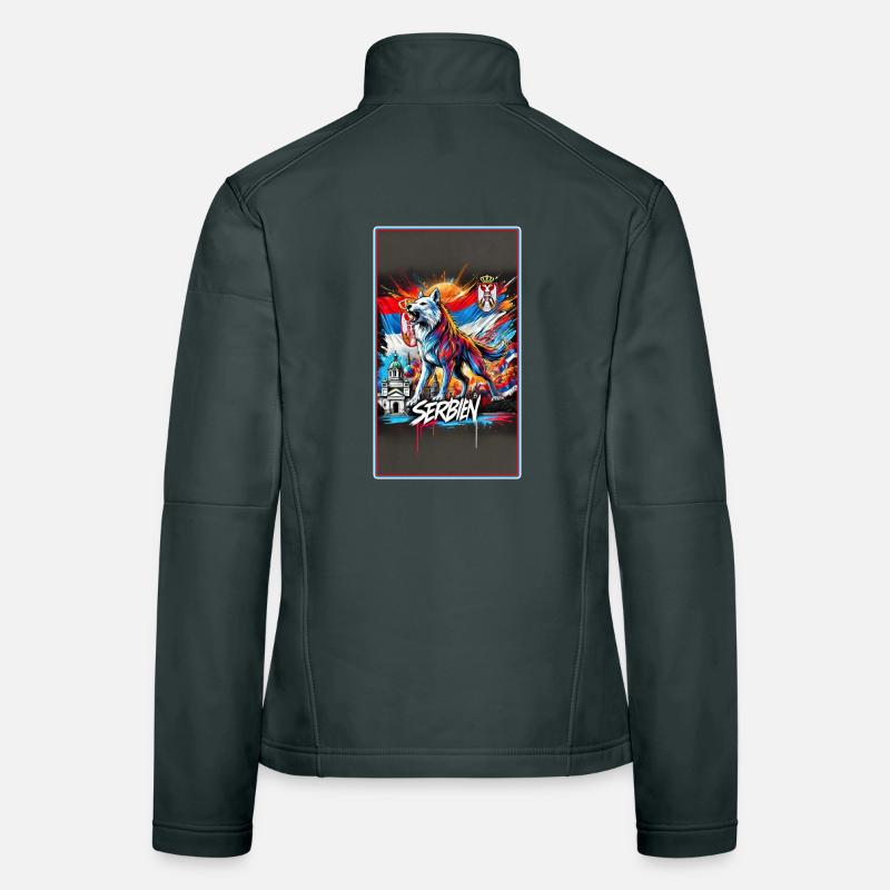 Conception du drapeau national du loup de Serbie Veste en tissu softshell Femme