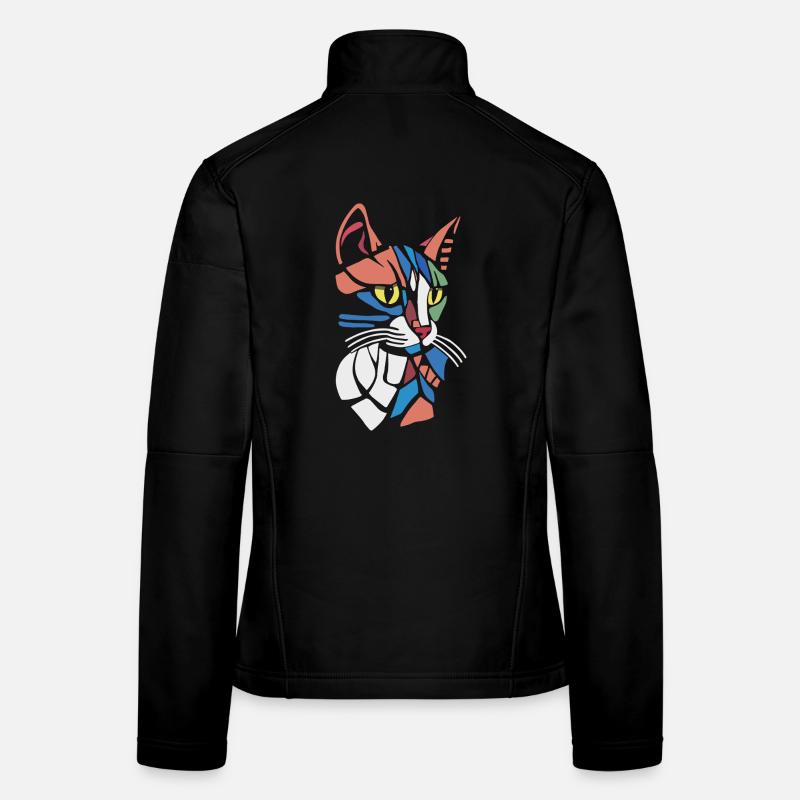 Abstract Geometric Cat Lover Women's Softshell Jacket