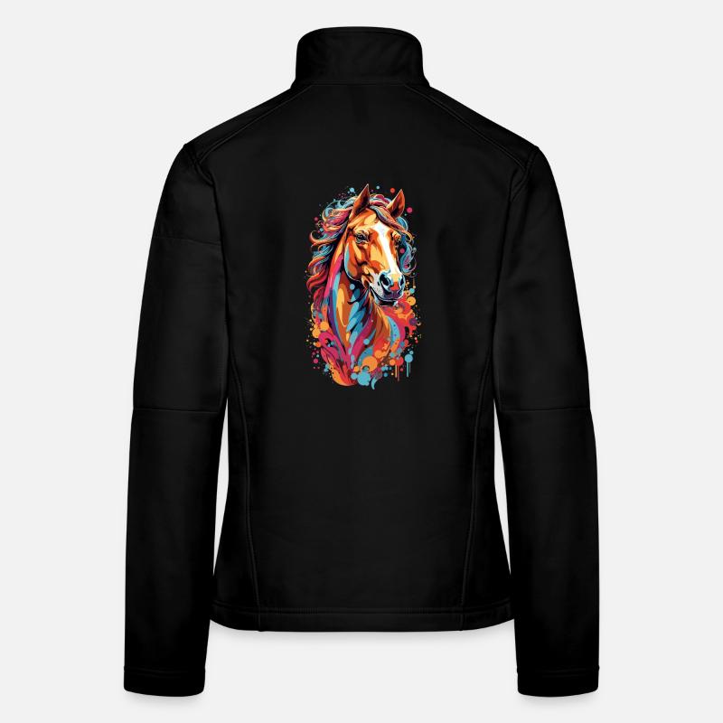 Tempête de couleurs Tête de cheval Veste en tissu softshell Femme