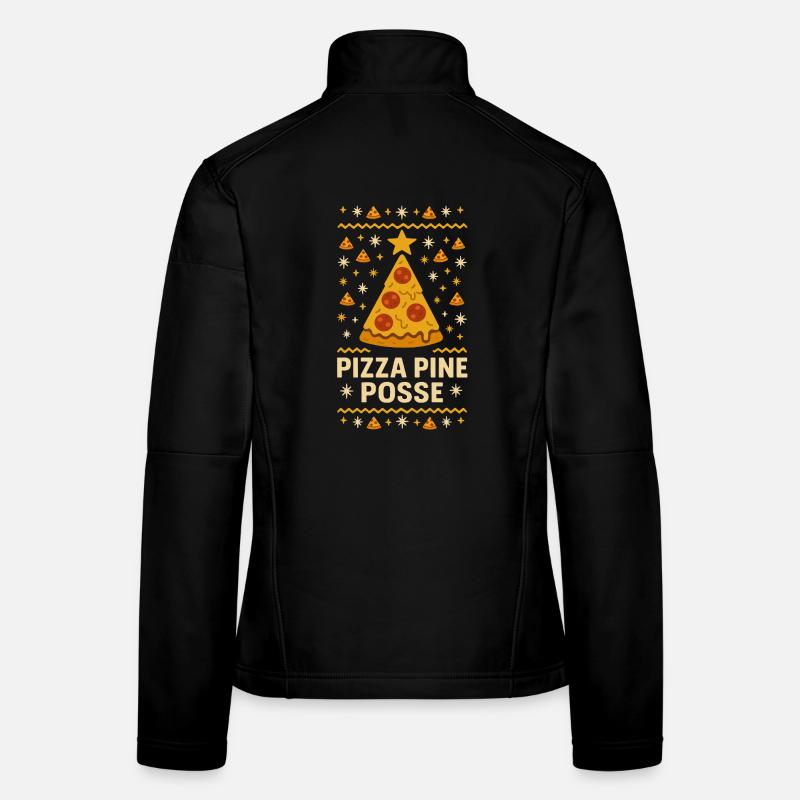 Pizza Pine Posse – Funny Xmas Sweater - Women's Softshell Jacket - black