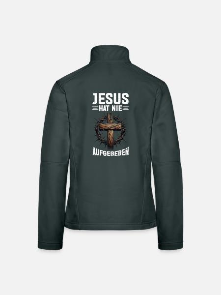 Jesus Never Gave Up Bible Readers Church - Women's Softshell Jacket - black - Back