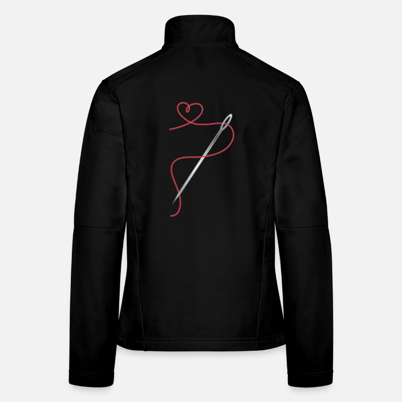 Needle and sewing thread with heart Women's Softshell Jacket