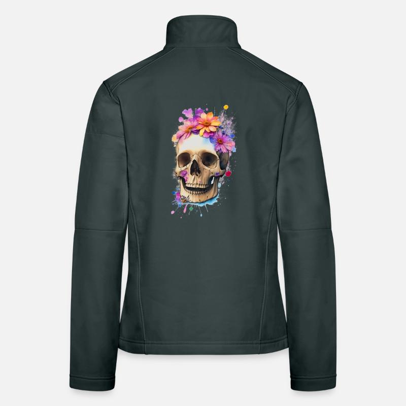 Skull with flowers Women's Softshell Jacket