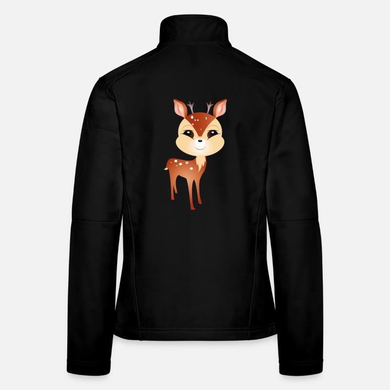 niedlicher kleiner Rehbock mit großem Geweih Frauen Softshelljacke