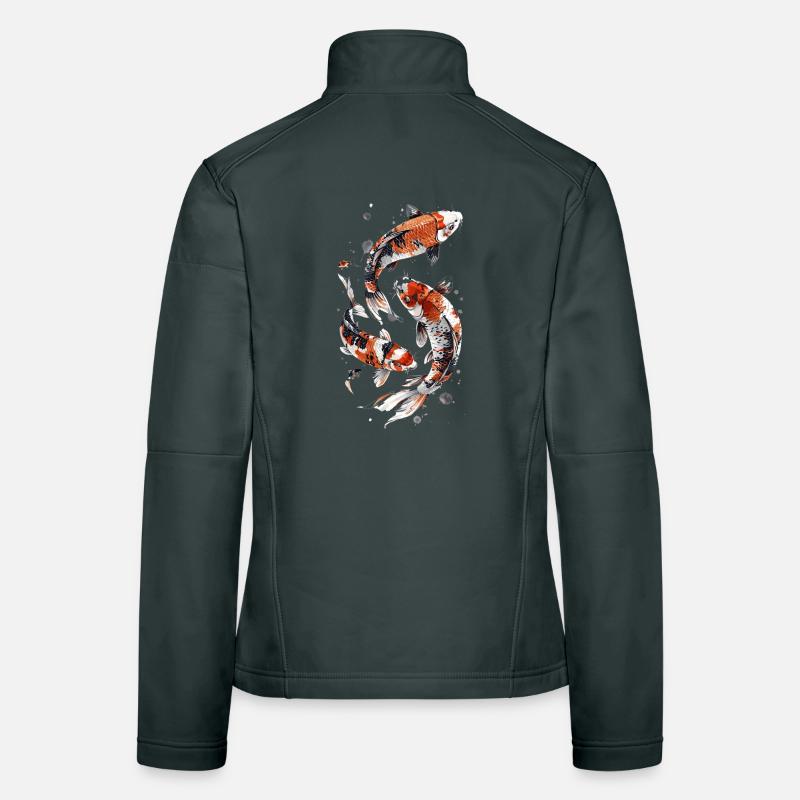 Conception astucieuse de poisson Koi, conception élégante de Koi Veste en tissu softshell Femme