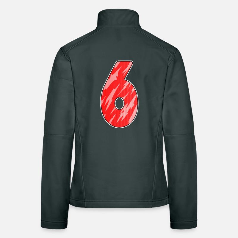 Number 6 Pattern Red Women's Softshell Jacket