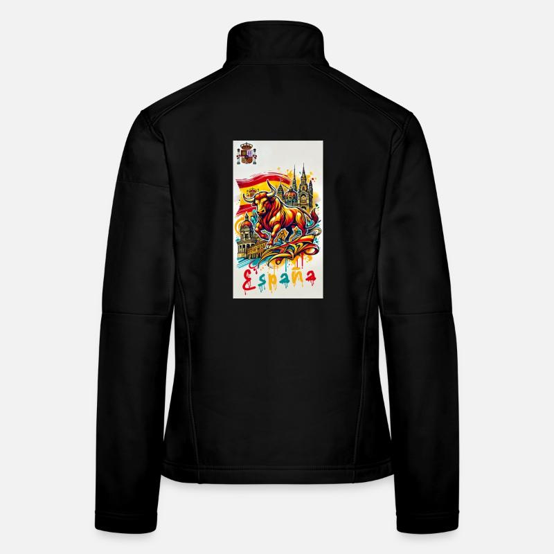 Taureau de l'Espagne Drapeau de l'Espagne Veste en tissu softshell Femme