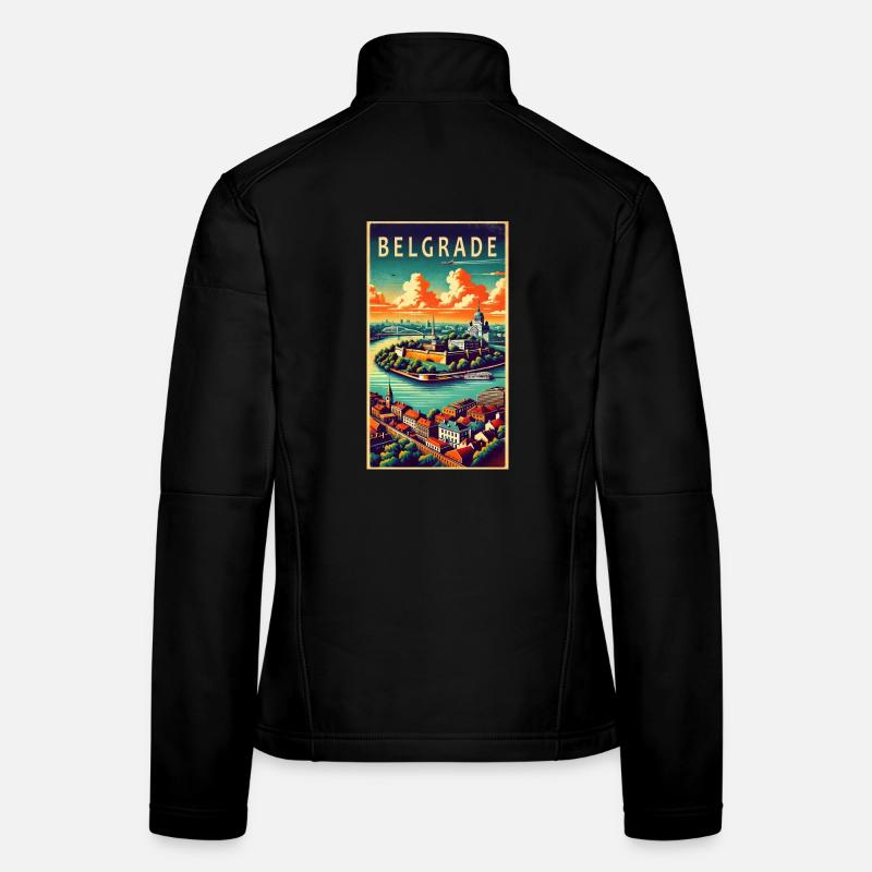 Design rétro de Belgrade, Serbie Veste en tissu softshell Femme
