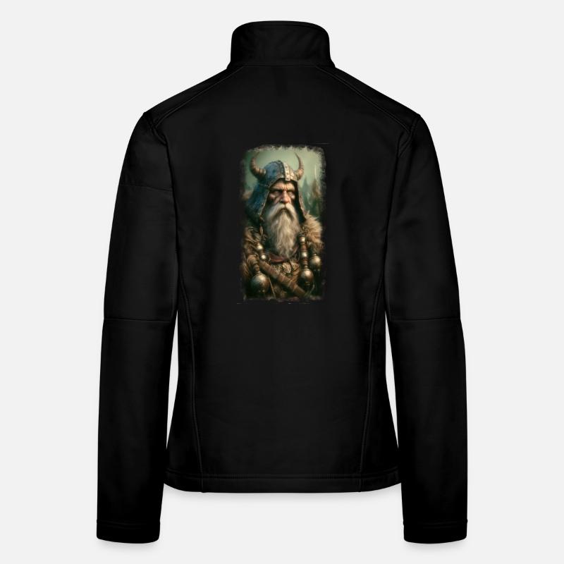 Mythischer Wikingerkrieger mit Hornhelm Frauen Softshelljacke