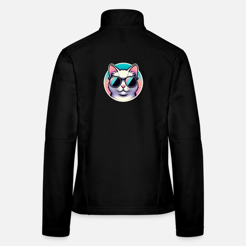 Chat avec des lunettes de soleil en pastel Veste en tissu softshell Femme