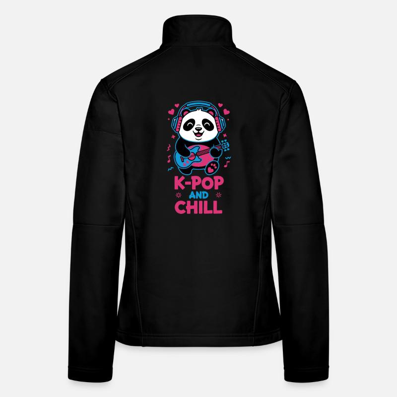 K-POP AND CHILL Mignonne musique Kpop coréenne Panda - Veste en tissu softshell Femme - noir