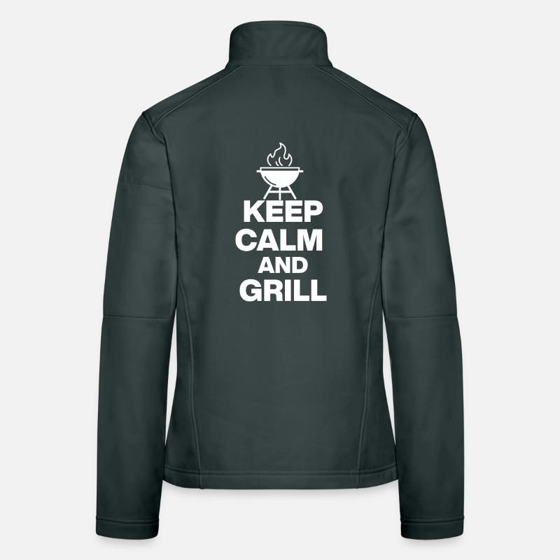 KEEP CALM AND GRILL, FIRE GRILLEN PARTY FLEISCH Frauen Softshelljacke