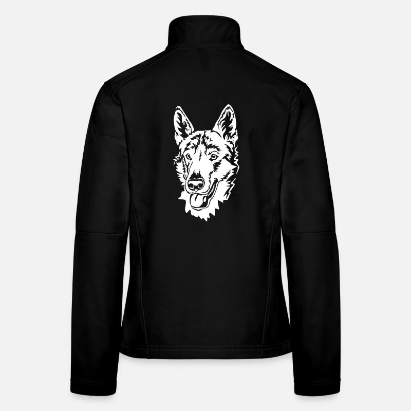 Tschechischer Wolfhund Kopf "Black Edition" Frauen Softshelljacke