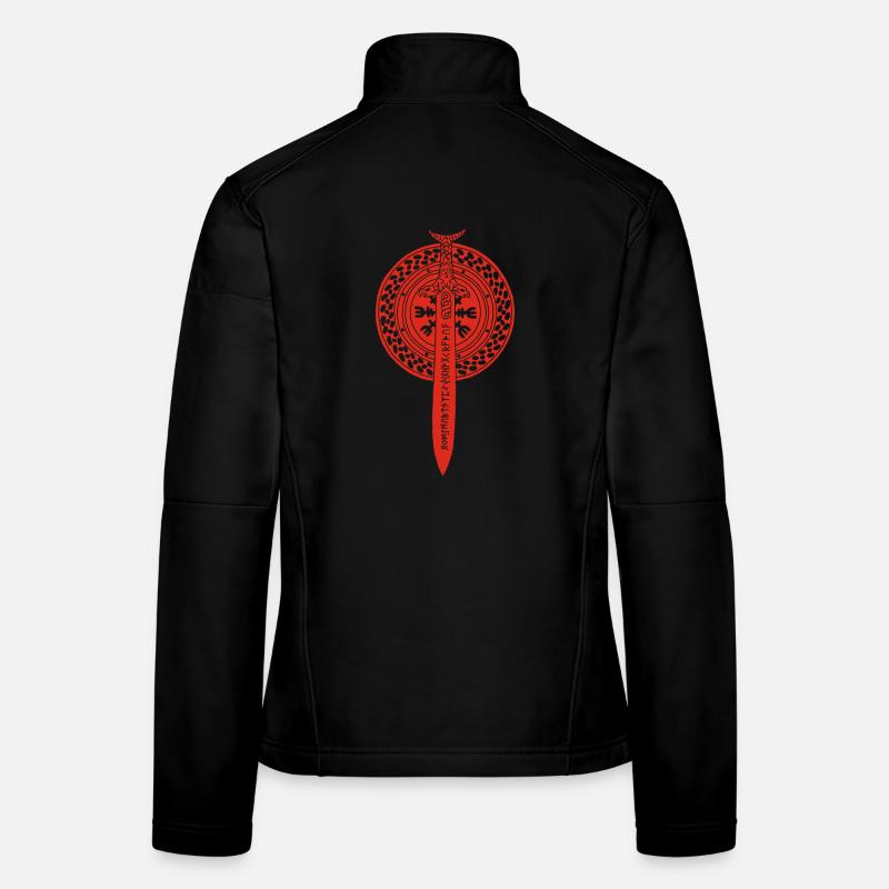Viking sword and shield (red) Women's Softshell Jacket