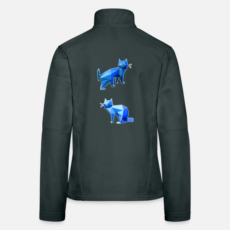 Duo Chat Polygone Bleu Veste en tissu softshell Femme