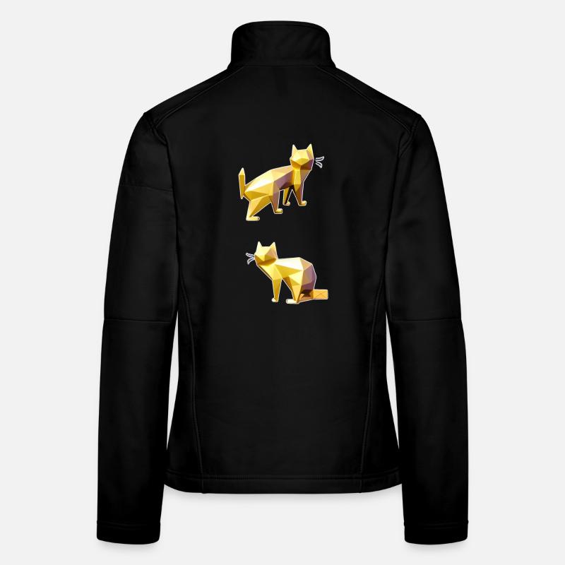 Goldene Polygonkatzen Facettenkunst Frauen Softshelljacke