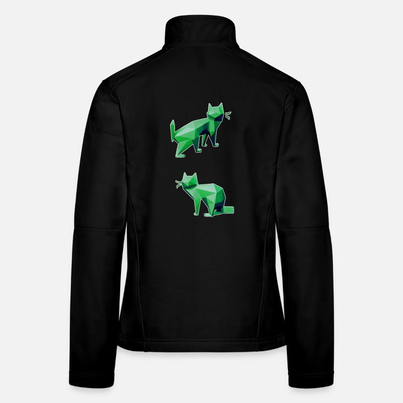 Green Geometry Cats Duo - Women's Softshell Jacket - black