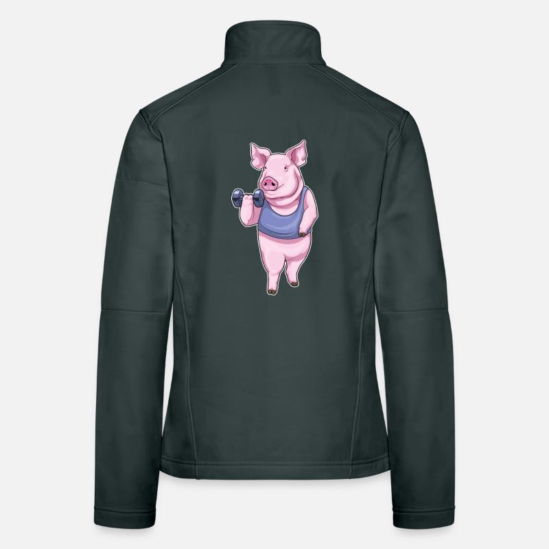 Bodybuilder cochon avec haltères Veste en tissu softshell Femme