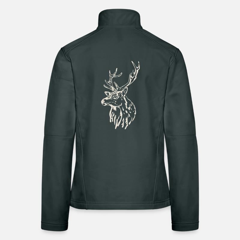 Deer Head [White] Women's Softshell Jacket