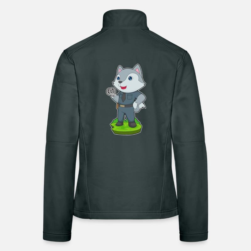Wolf Polizist Handschellen Polizei Frauen Softshelljacke