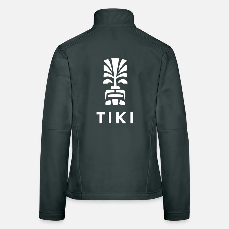 Tiki Design Polynesischer Kopf Lebendig Frauen Softshelljacke