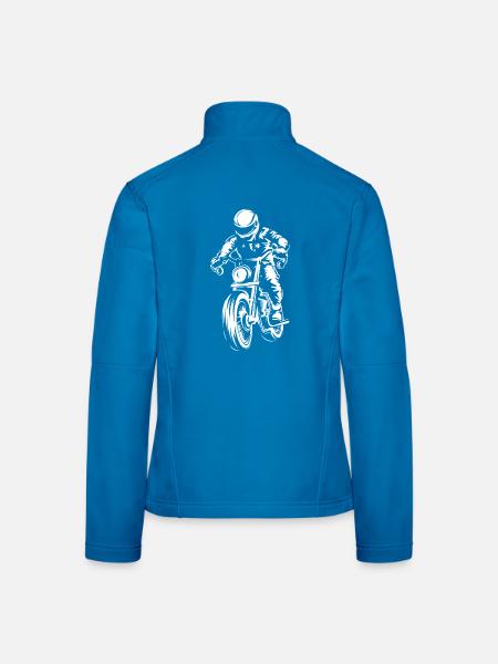 Motorcycle Caferacer Custom Illustration Logo icon - Women's Softshell Jacket - black - Back
