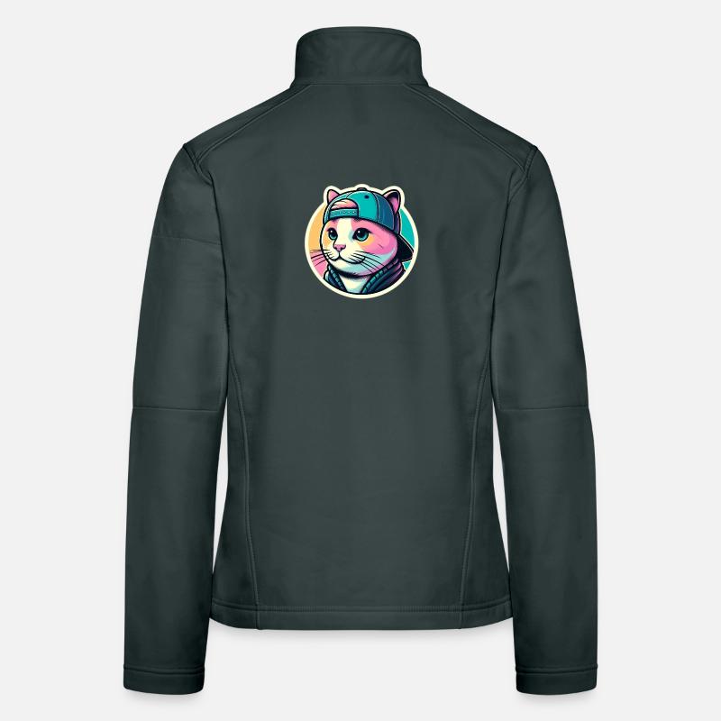 Chat avec casquette en pastel Veste en tissu softshell Femme