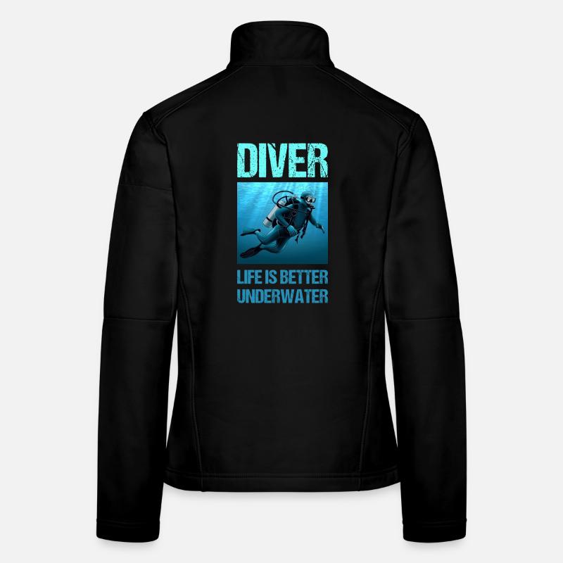 Diver life is better underwater - Frauen Softshelljacke - Schwarz