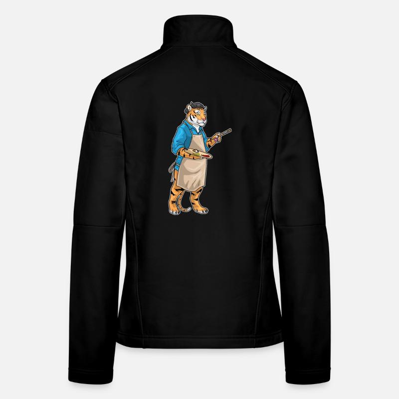 Tiger Maler Pinsel Malen Frauen Softshelljacke