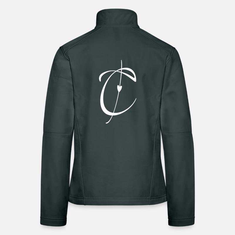 Letter C Initial Alphabet Monogram Pocket Face Women's Softshell Jacket